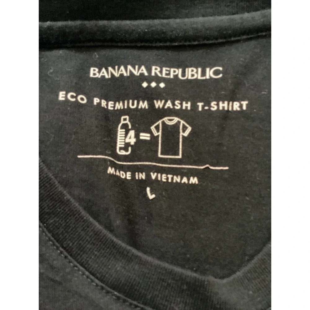 Banana Republic Mens Eco Premium Wash T-Shirt Black Short Sleeve Crew Neck L